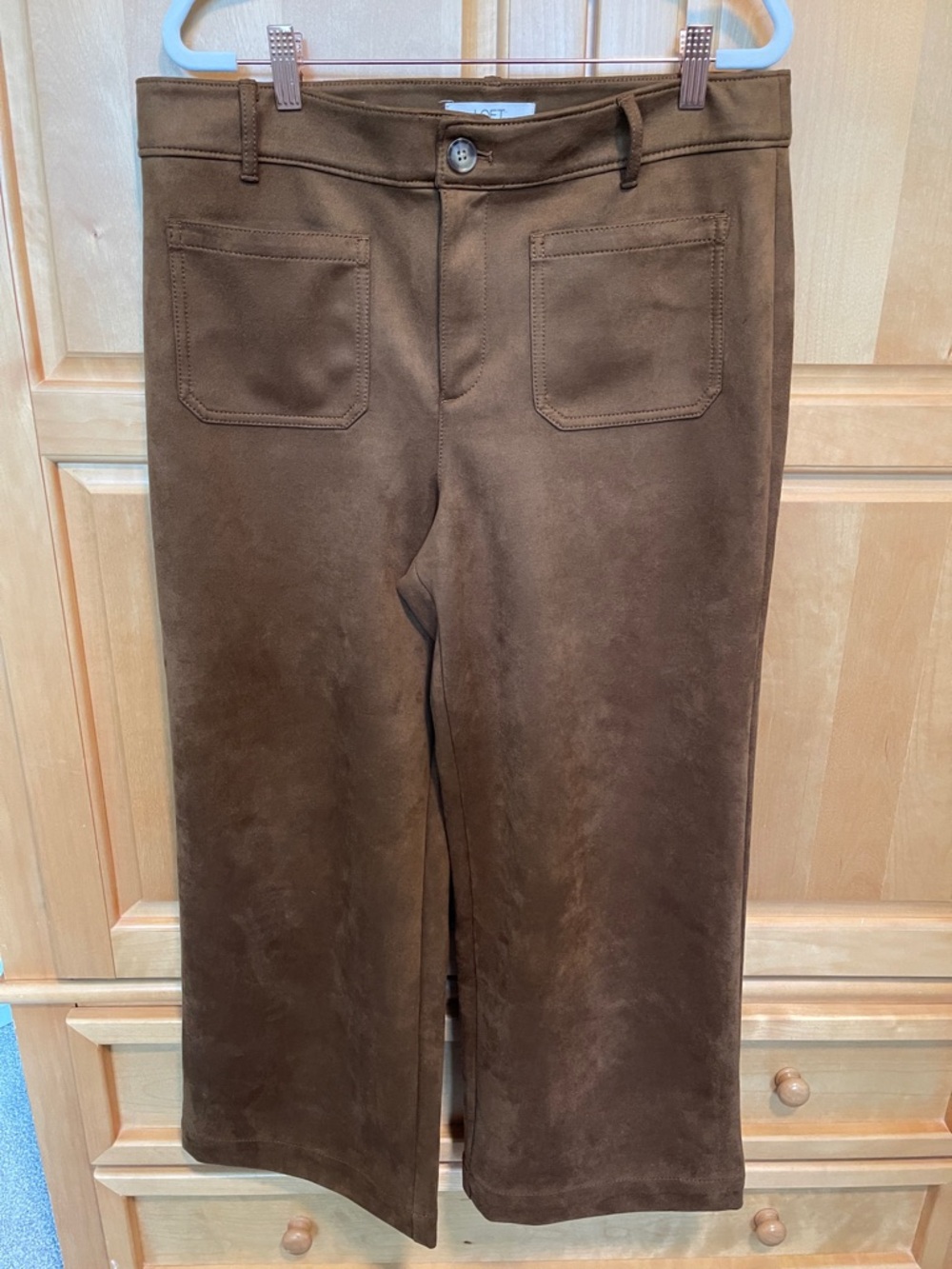LOFT Brown faux Suede Palmer Wide Leg Pants
